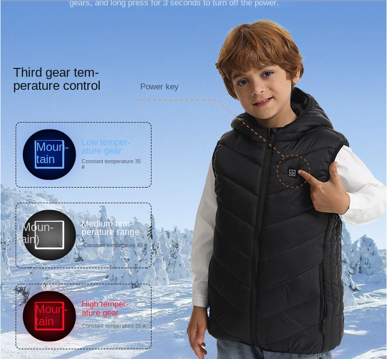 10 Zone Children's Fever Vest Hooded Warmth USB Electric Heating Vest Intelligent Thermostatic Vest