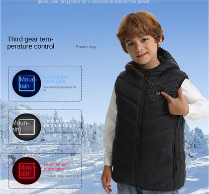 10 Zone Children's Fever Vest Hooded Warmth USB Electric Heating Vest Intelligent Thermostatic Vest